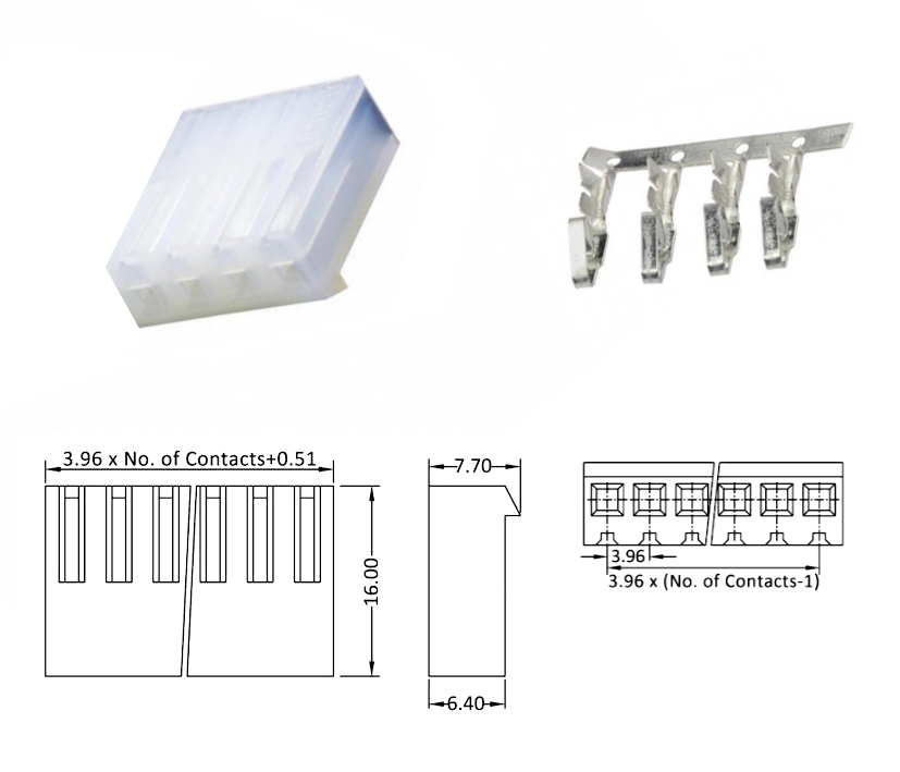 4pol Platinenstecker 1-reihig RM3,96 für OpenFrame Netzteile und Platinen