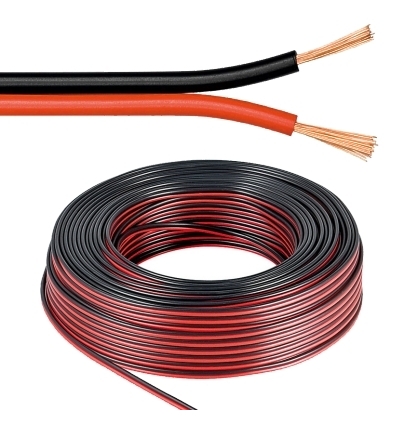 25m Lautsprecherkabel 2x 0,75qmm Ring Rot-Schwarz Litze 100% CU