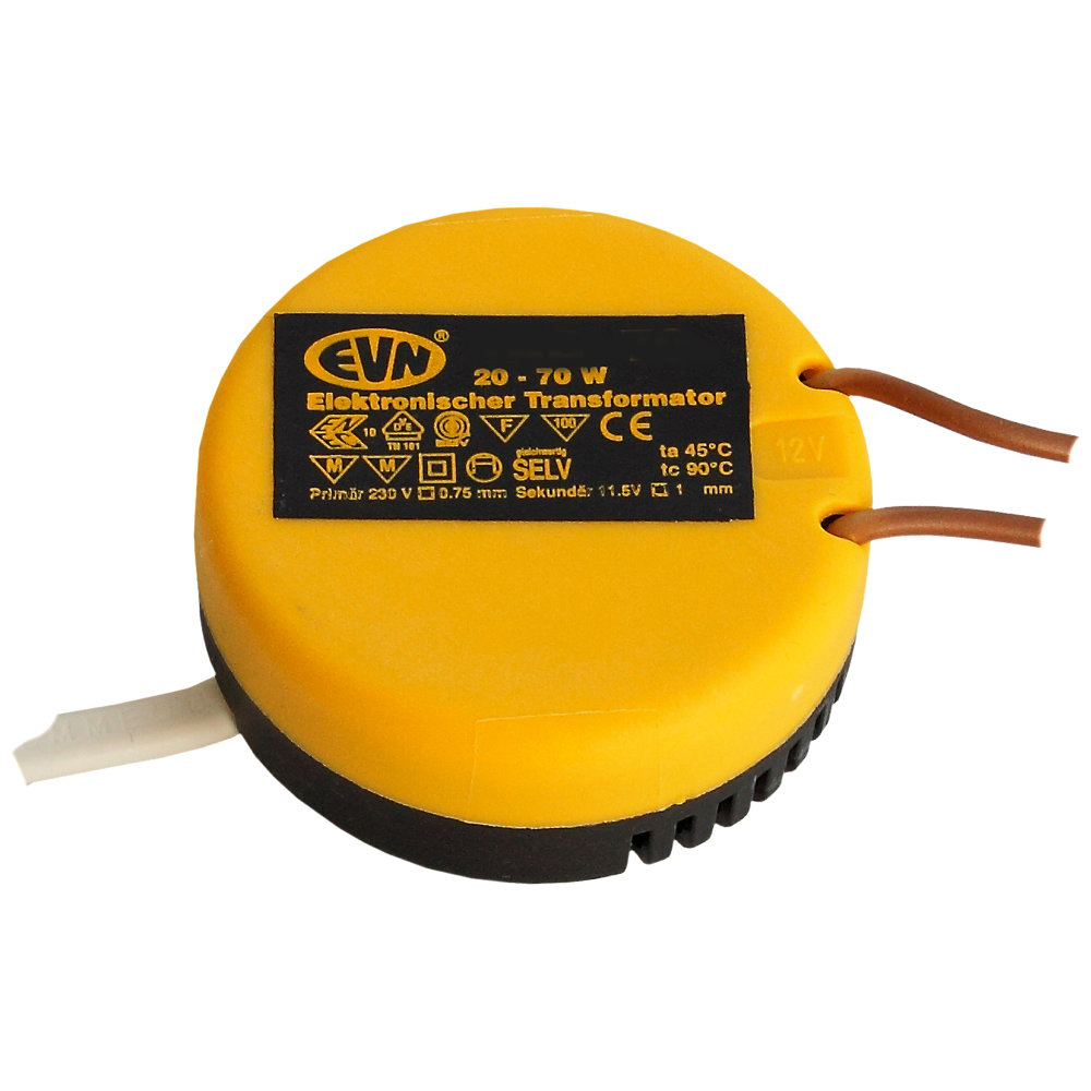 70W_Trafo_rund_43-700-00275 70W Trafo Rund 230V auf 12Vac 20-70W 53x22mm Dimmbar für LED oder Halogen