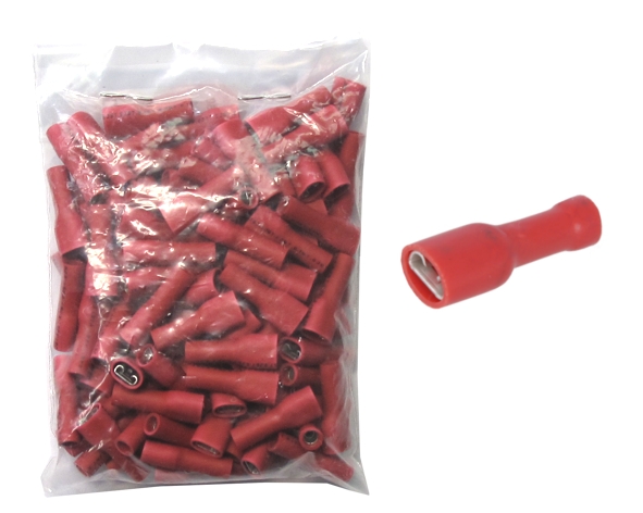 4,8mm Flachsteckhülse ROT vollisoliert ** 100er Pack **