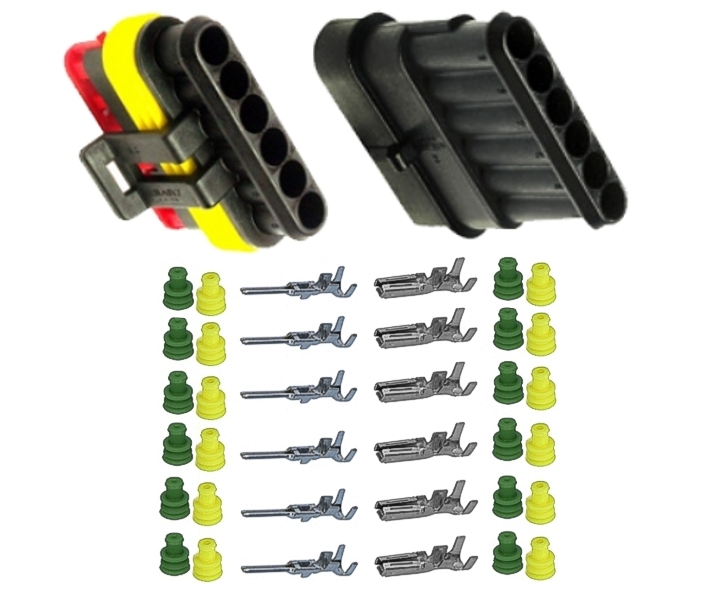 33-475-00660_Superseal_6pol_Set_Bild2023_01 6pol KFZ Stecker SET IP67 Automotive Stecker-Kupplung