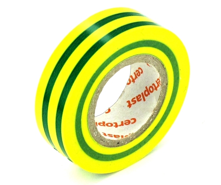 PE_Isolierband_97-905-00940 10m Elektroisolierband je Rolle in GRÜN-GELB Breite 15mm
