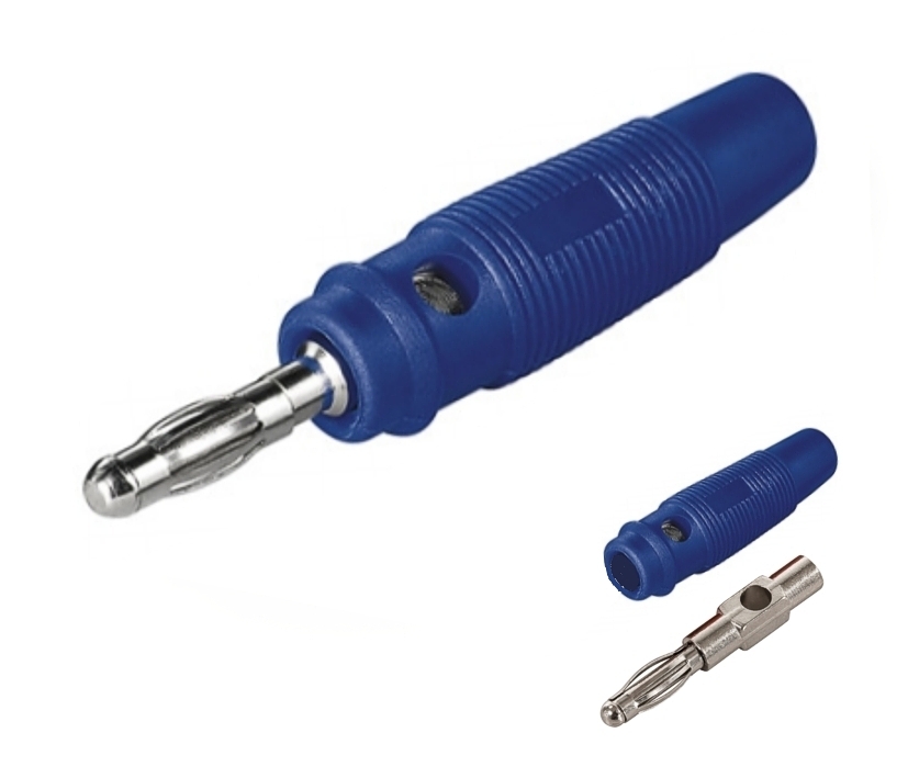 4mm Bananenstecker Blau gummiert Lamellenkontakt