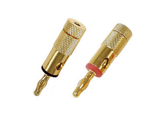 4mm Bananenstecker 24K vergoldet Hochstromstecker Serie-50 - Paar -