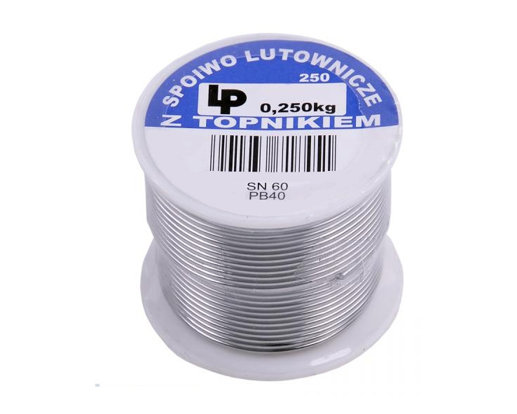 Loetzinn_250gr_SN60PB40_44-793-00005 1mm Lötzinn 250g mit Flussmittel Pb haltig SN60Pb40