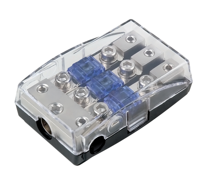 Mini-ANL 3-fach Sicherungshalter Einsatz 20A bis 175A Peak 450A Hochstrom tauglich Mini-ANL 3-fach Sicherungshalter Einsatz 20A bis 175A Peak 450A Hochstrom tauglich