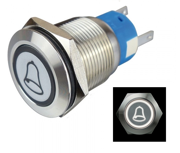 Taster_mit_Klingelsymbolsymbol-95-839-03420-B1 22mm Taster Vollmetall mit Klingel Symbol und 12V LED Beleuchtung Klingelknopf IK9 Vandalensicher