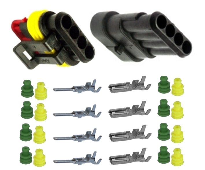 33-475-00640_Superseal_4pol_Set_Bild2023_01 4pol KFZ Stecker SET IP67 Automotive Stecker-Kupplung