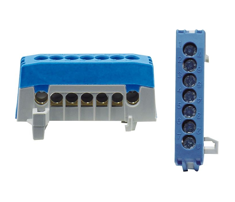 Blaue_Schaltschrankklemme_39-798-01907 Verteilerklemmen N-Klemme 7pol bis 16qmm Blau