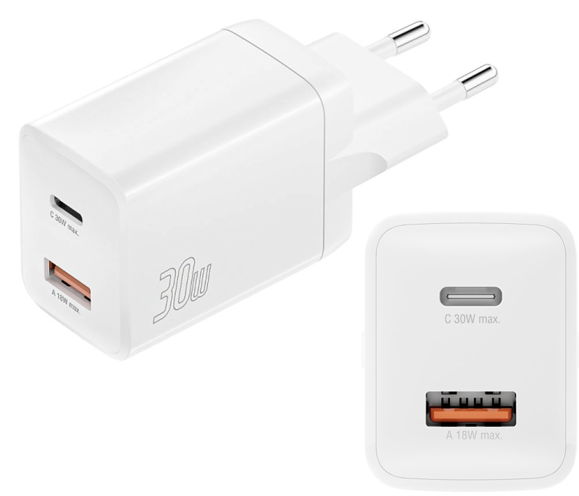 USB Netzteil USB-C Schnellladegerät 30W Ladegerät mit USB-C und USB-A PD30