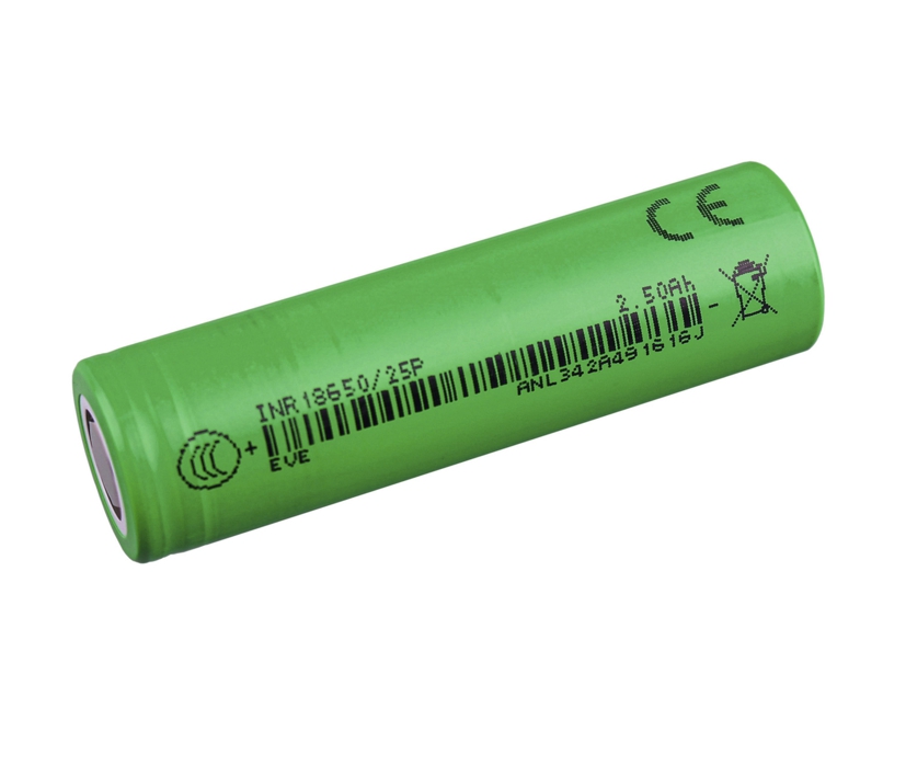 LI-ION Lithium Akku 18650  3,6V 2500mAh 65x18,3mm