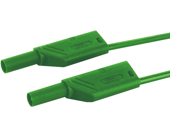 2m Laborkabel Messkabel GRÜN 1qmm 16A mit üblichen 4mm Sicherheitstecker