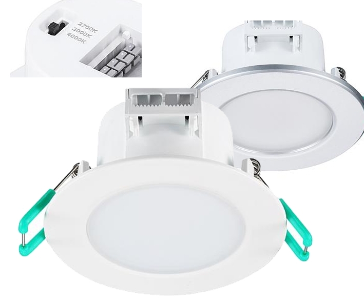 230V LED Einbaustrahler IP65 Downlight 6W 610lm 2700-3000-4000K schaltbar