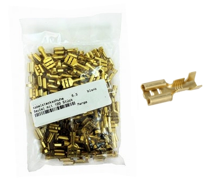 6,3mm Flachsteckhülse BLANK unisoliert ** 100er Pack **