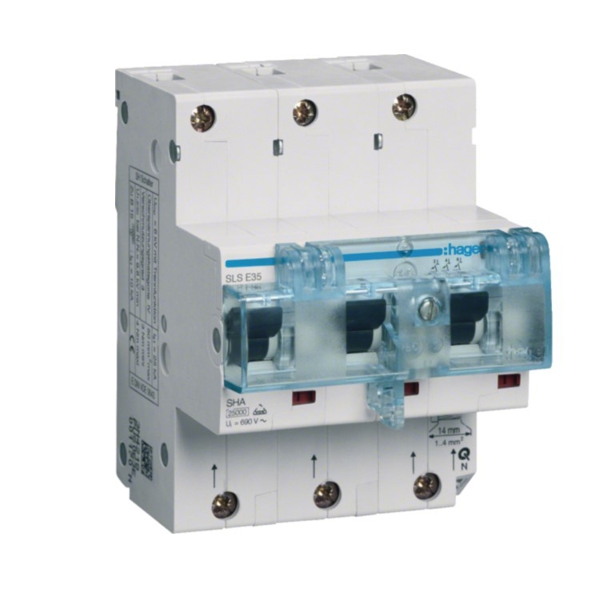 SLS Schalter 35A 400VAC Hager HTN335E 3-pol Hauptleitungsschutzschalter für Montage auf Hutschiene