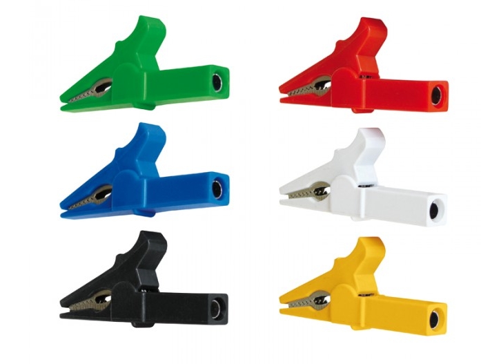 90-745-00200 Krokodilklemmen Kroko SET 6 Stück Rot Schwarz Blau Gelb Grün Weiss