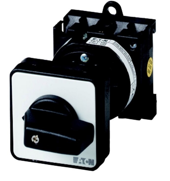 3phasen_Hauptschalter_DIN-Rail_95-350-00340 Nockenschalter 3-poliger Hauptschalter 3x20A Zentraleinbau 48x48mm Hutschienenclip mit Knebel