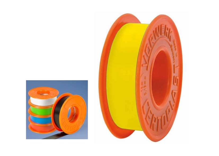97-905-00465_Isolierband_Certoplast 10m Elektroisolierband mit Seitenscheiben je Rolle in GELB Breite 15mm