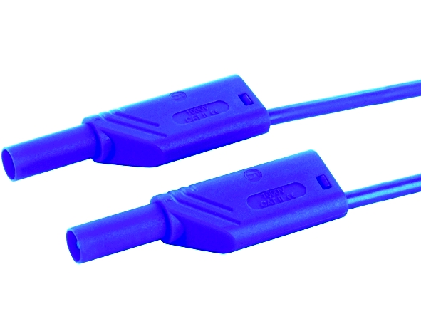 2m Laborkabel Messkabel BLAU 1qmm 16A mit üblichen 4mm Sicherheitstecker