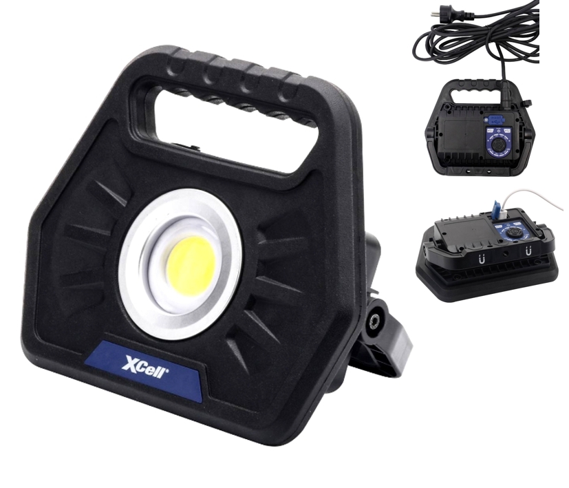 25W_LED_Akkulampe_Xcell_32-700-00439_B00 Arbeitsleuchte Akkustrahler 25W IP65 IK7 Lithium-Akku USB Powerbank und 5m Netzkabel