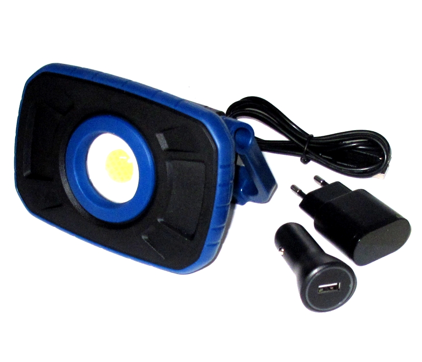 10W_LED_Akkulampe_Xcell_32-700-00435_B02 Arbeitsleuchte Akkustrahler 10W IP68 IK8 Lithium-Akku USB mit NT & KFZ-Ladegerät