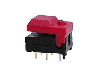 Taster-Dip-Drucktaster-95-839-00330 Taster für Platine 17,1x12,3mm Rote Kappe und 3mm LED