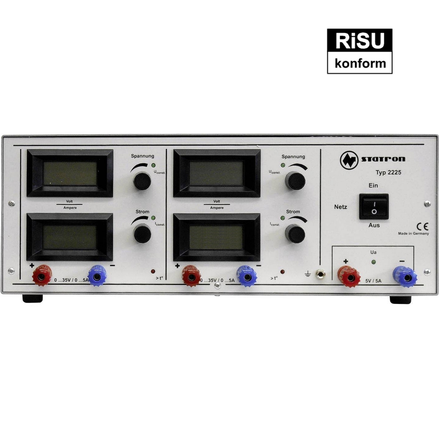 Regelbares Labornetzgerät Doppelnetzteil 2x 0-35V 5A 375W RISU konform