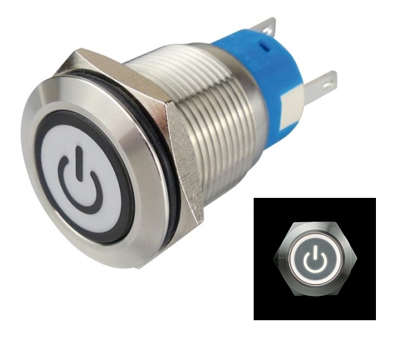 metalltaster_mit_ein_aus_symbol-95-839-03400-B1 22mm Taster Vollmetall mit EIN-AUS Symbol und LED Beleuchtung IK9 Vandalensicher