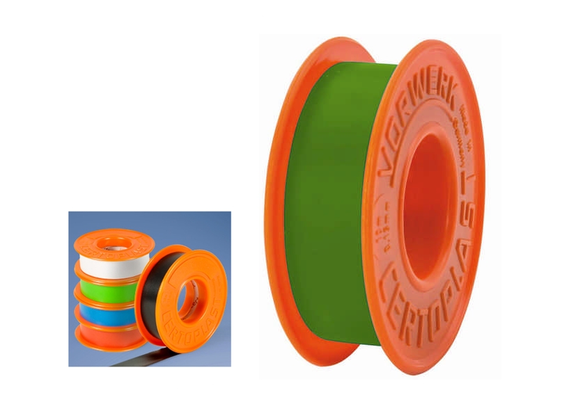 97-905-00505_Isolierband_Certoplast 10m Elektroisolierband mit Seitenscheiben je Rolle in GRÜN Breite 15mm